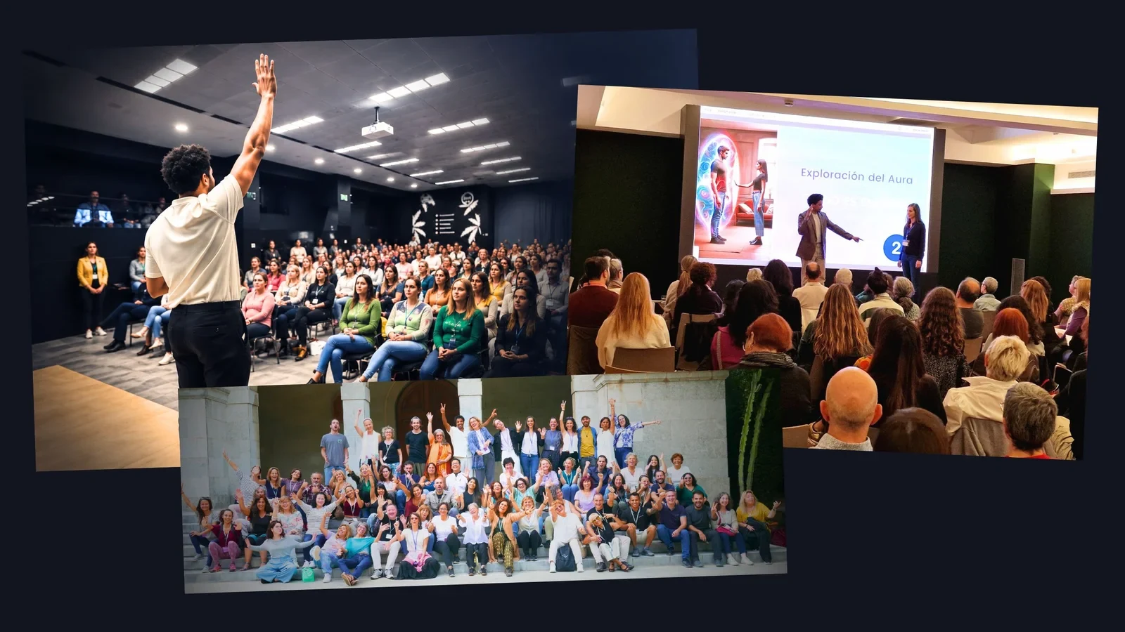 Collage de formaciones y grupos de alumnos de cienciaConciencia